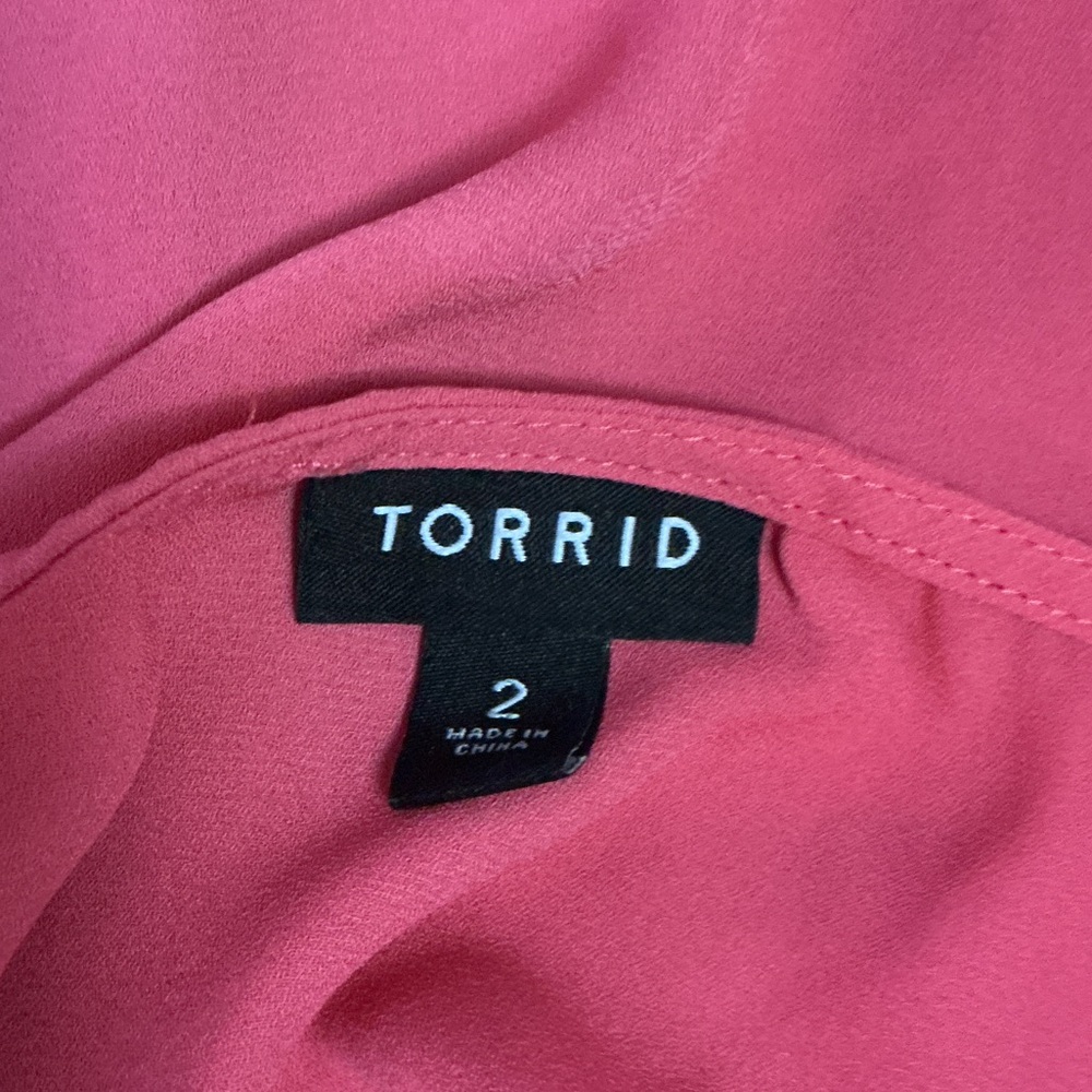 Torrid Hot Pink Lace Sleeve Blouse Plus Size 2 Feminine Boho - Picture 2 of 6